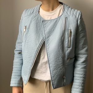 Zara Blue Faux Leather Jacket